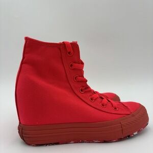 Converse Chuck Taylor All Star Platform Hidden Heel Wedge Sneaker Pink Red Sz 7